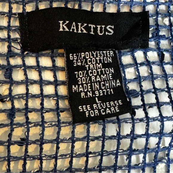 KAK TUS open knit blue cardigan sweater - Picture 8 of 9